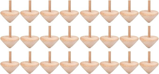 24 Pcs Wooden Spinning Tops - Unfinished DIY Paintable Wood Gyro Toys for Kids - Bulk Party Favors, Creative Craft Playthings for Hand-Eye Coordination, Fine Motor Skills Development