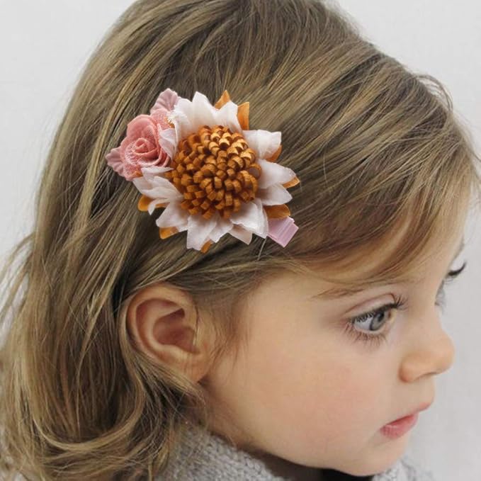 Flower Hair Clips Set-Cherrboll 3pcs Floral Hair Bow Accessories for Baby Girl Toddles Teen Gifts