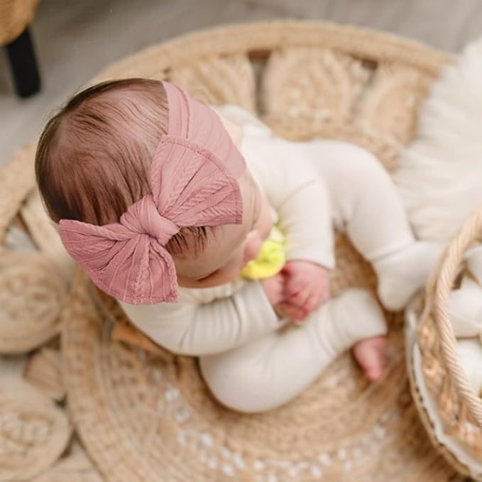 6PCS Baby Headbands, Girls Headbands with Bows, Soft Stretchy Nylon Hair Bands Hair Accessories for Newborn Infant Toddler