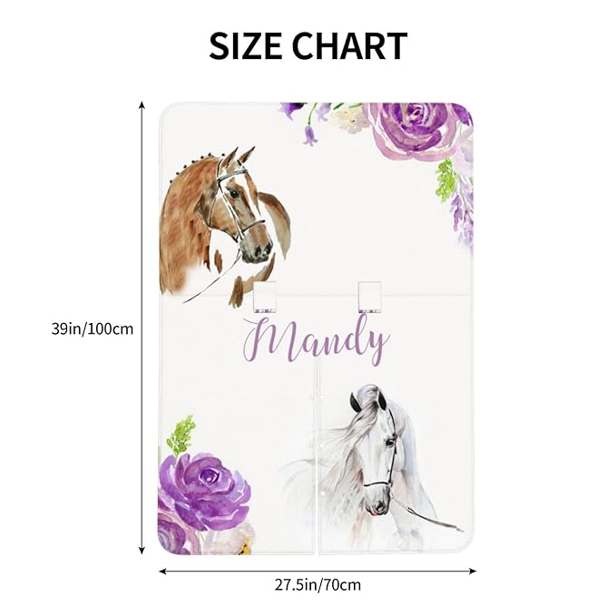 Personalized Baby Car Seat Canopy for Babies with Name, Custom Floral Purple Horse Stroller Car Seat Covers for Girls, Minky Nursing Carseat Cover for Breastfeeding, Car Seat Canopies for Newborn