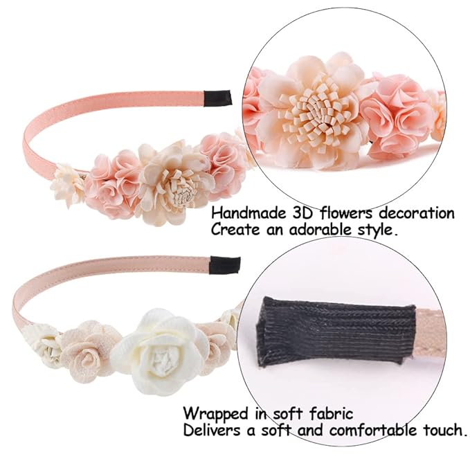 FGSS Floral Hairband Headbands - for Girls Toddlers Kids Plastic Flower Hair Accessories 2 Pack