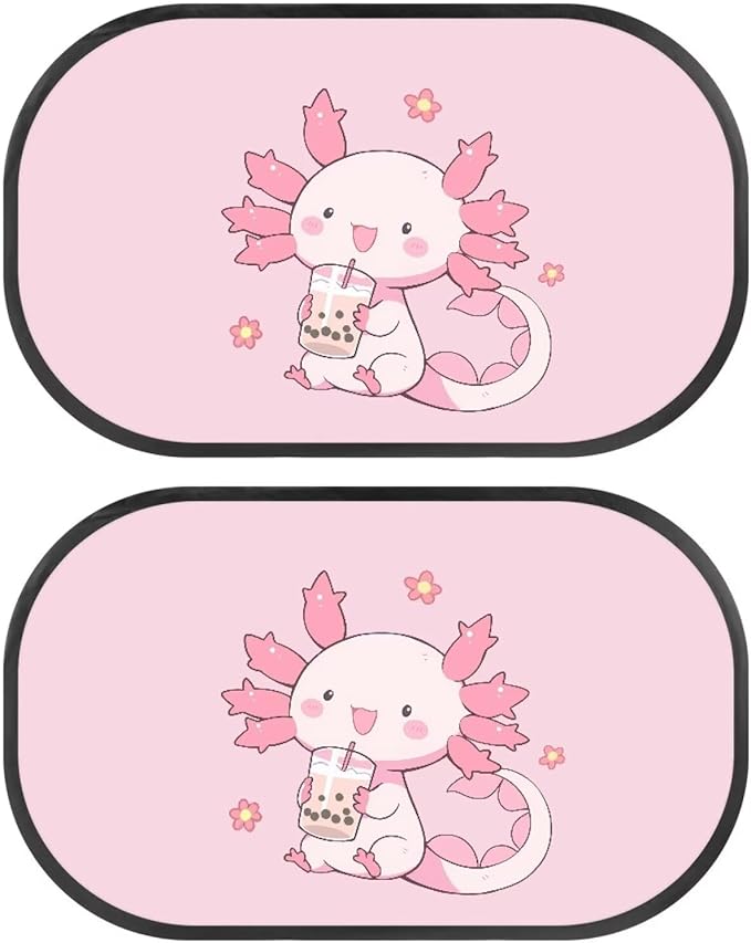 Bulopur Kawaii Axolotl Window Shades for Car 2 Pack Car Window Shade Baby UV Protection Breathable Car Sun Shade Side Window Universal Car Interior Accessories