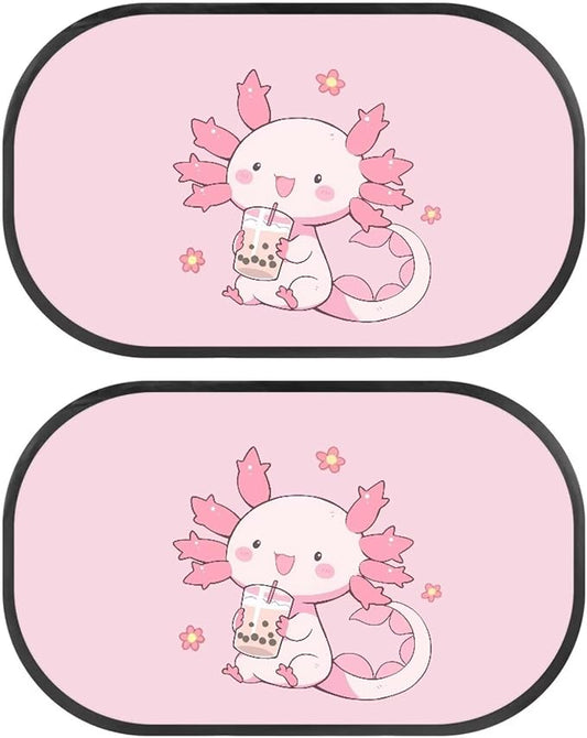 Bulopur Kawaii Axolotl Window Shades for Car 2 Pack Car Window Shade Baby UV Protection Breathable Car Sun Shade Side Window Universal Car Interior Accessories