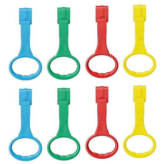 8 Pcs 4 Color Walk Assistant Plastic Crib Pull Rings for Pull Up Rings Cot Hanging Rings for Infant Toddler Practice Tool (8, 7.5 inch)