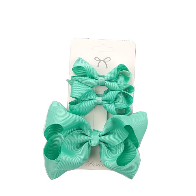 3pcs Baby Glitter Bows Hair Clips Little Girls Toddler Infants Alligator Clip Hair Accessories (Green)