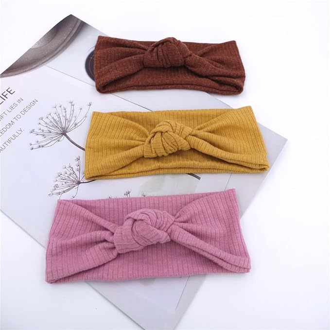 16 PCS Soft Knot Headbands with Hair Bows Elastic Hairbands Head Wrap For Newborn Baby Girls Infant Toddlers Kids Accessories (16 PCS Knot Headband)