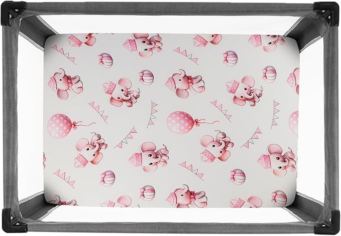 Pack and Play Sheets, 2 Pack Mini Crib Sheets for 38x26 Mattress, Stretchy Snug Fit Playard Fitted Sheet, Soft Breathable Cozy Material, Compatible with Graco Pack n Play for Baby and Toddler