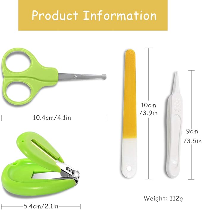 SONARIN Transparent Lid Baby Nail Kit,4-in-1 Baby Grooming Kit,with Baby Nail Clippers,Scissor,Nail File&Tweezer,Baby Nail Care Kit for Newborn,Infant or Toddler(Light Green)