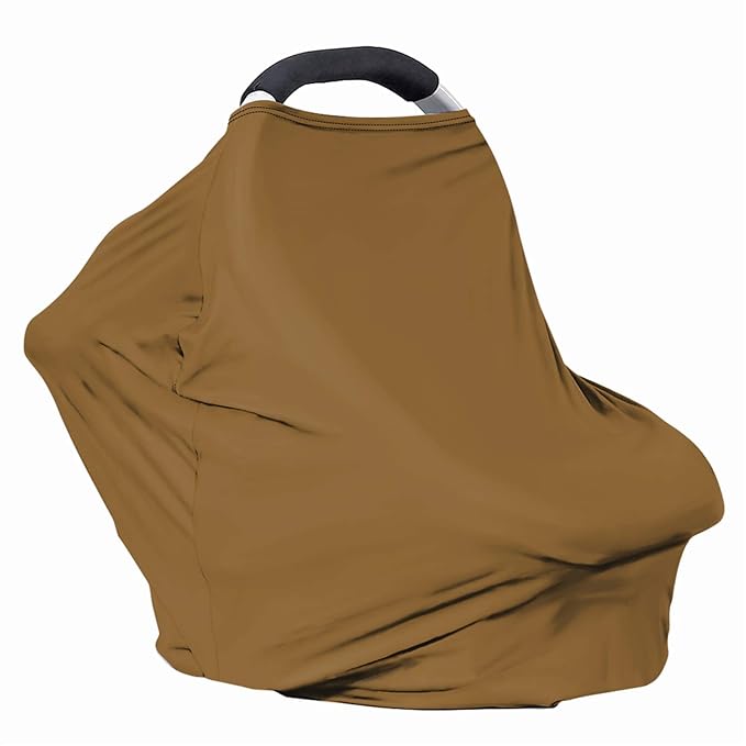 Solid Color Car Seat Nursing Breastfeeding Cover, Multi Use Cover Cozy Carseat Canopy Cover, Infant Babies Stroller Cover,Ultra Soft Stretchy Nurse Gifts Brown Breastfeeding Cover