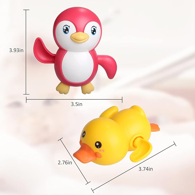 Baby Bath Toys 4 Pack Penguin Duck Wind Up Toys for Toddlers 1-3 Year Old Bathtub Toys for Baby Floating Pool Games Water Toys Swimming Bath Toys for Toddlers Kids Boys Girls 1 Years Old
