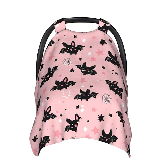 KiuLoam Halloween Cute Cartoon Bat Baby Car Seat Canopy, Nursing Cover for Mom Breastfeeding Scarf, Infant Car Seat Cover/Multiuse Baby Stroller Covers for Babies Boys Girls
