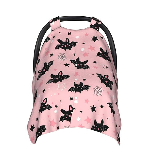 KiuLoam Halloween Cute Cartoon Bat Baby Car Seat Canopy, Nursing Cover for Mom Breastfeeding Scarf, Infant Car Seat Cover/Multiuse Baby Stroller Covers for Babies Boys Girls