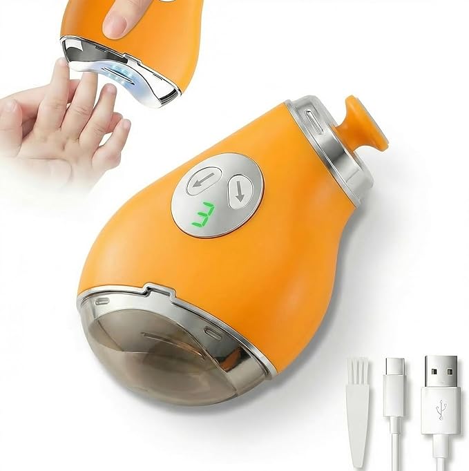 Electric Nail Clippers, Safe Automatic Nail Trimmer with LED Light & 3 Speeds, Quiet USB Rechargeable Electric Nail File with Built-in Nail Clipping Storage for Nail Art, Kid, Senior & Adult, Yellow
