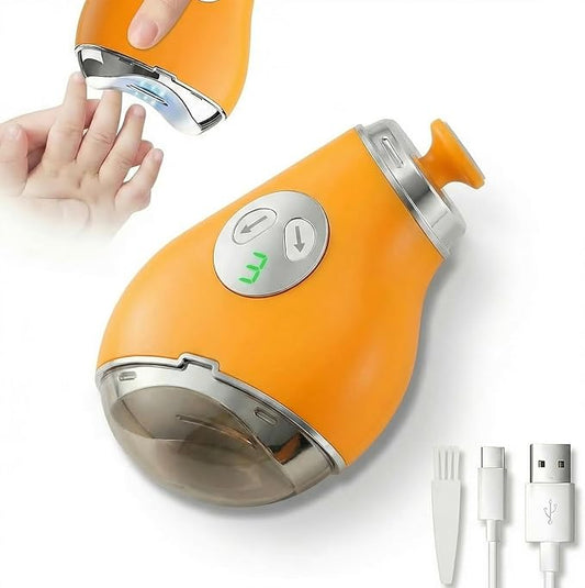 Electric Nail Clippers, Safe Automatic Nail Trimmer with LED Light & 3 Speeds, Quiet USB Rechargeable Electric Nail File with Built-in Nail Clipping Storage for Nail Art, Kid, Senior & Adult, Yellow