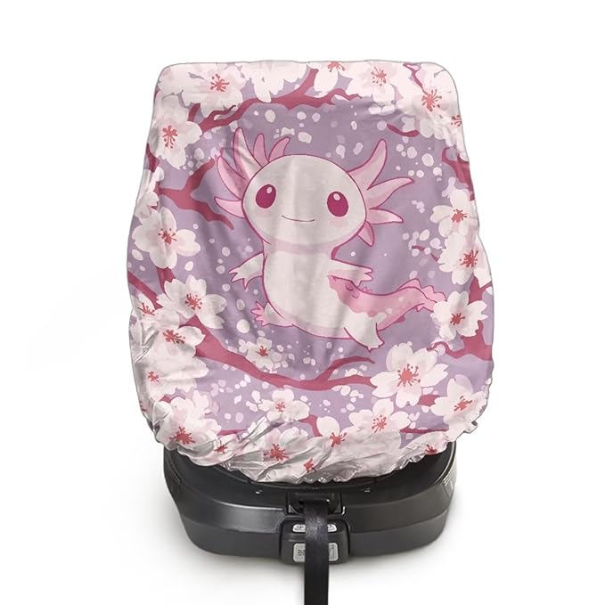 XYZCANDO Axolotl Print Western Car Seat Covers for Babies Girls Cute Car Seat Sun Cover for Baby Waterproof Baby Car Seat Sun Shade Cover Stretch Car Seat Sun Protection Gift for Holiday