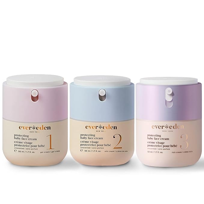 Evereden Protecting Baby Face Cream Series - No.1 Gel, No.2 Silk and No.3 Rich - Nourishing, Fragrance-Free Moisturizers for All Baby Skin Types & Climates