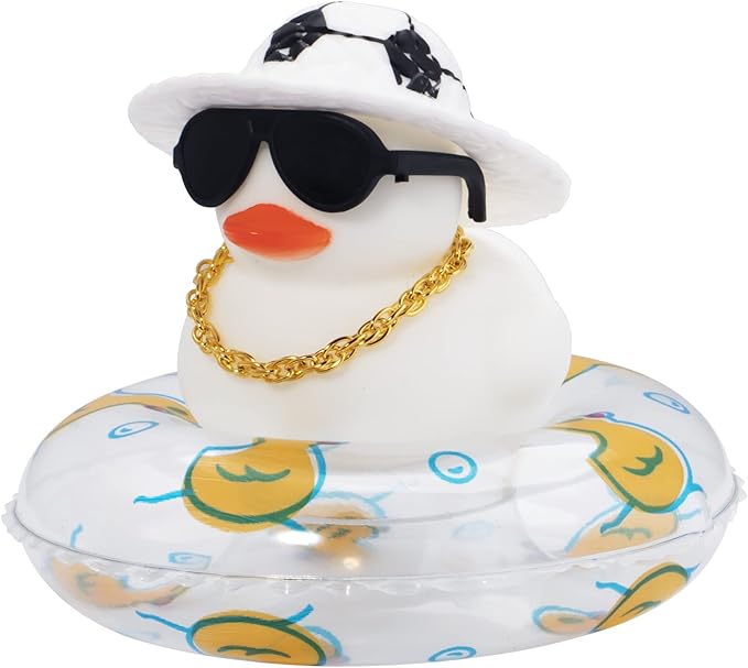 wonuu Car Accessories Rubber Ducks Dashboard Decorations Rubber Duck Pink Accessories Dashboard Duck Car Decorations Car Ducks for Dashboard, Football Hat&White