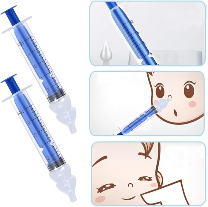 Nasal Irrigator for Baby Portable Infant Nose Cleaner Rinsing Device with Cleanable Reusable Silicone Nasal Suction Tips Nasal Hygiene 2Pcs
