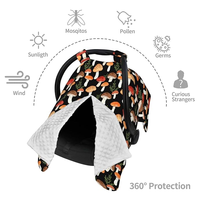 Mushroom Baby Car Seat Canopy Cover Multi Use Shower Gift, Nursing Cover for Mom Nursing Covers, Mushroom Baby Stuff Items