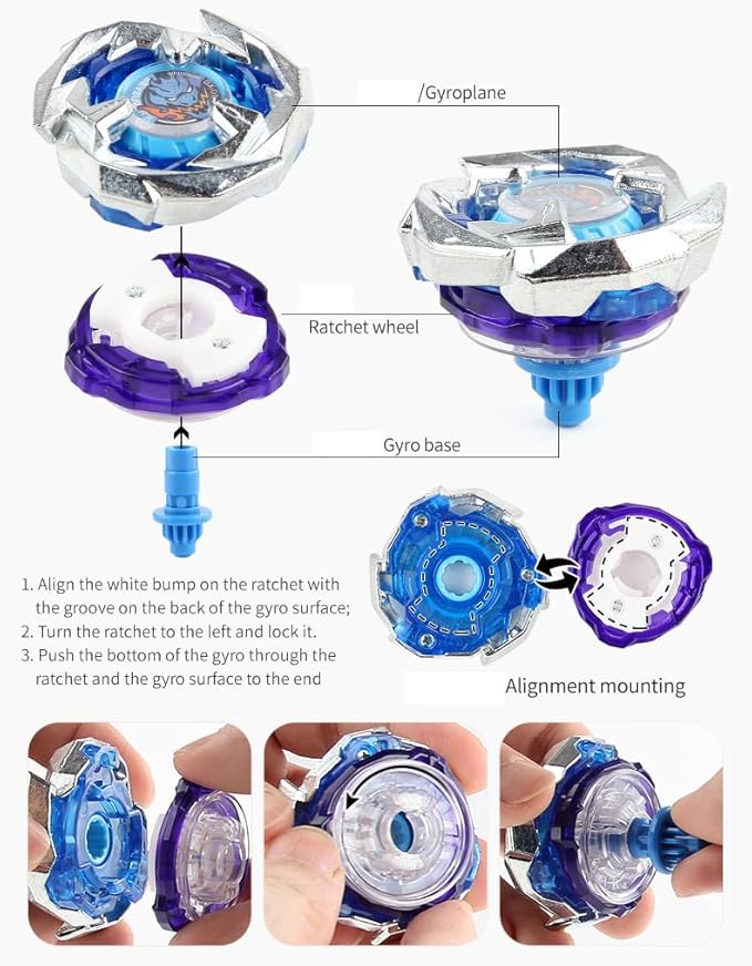 ASVEXKW Battling Set, Spinninning Top Burst Boy Combat Battling Game Set, Spinning & Launchers, Greats Birthday Gift for Boys, 8 & 10 Spinning Tops (08)