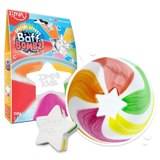 Large Star Bath Bomb, Magically Creates Rainbow Special Effect, Birthday Gifts for Children, Toddlers, Boys & Girls, Moisturising Fun Bath Toy, Vegan Friendly & Cruelty Free