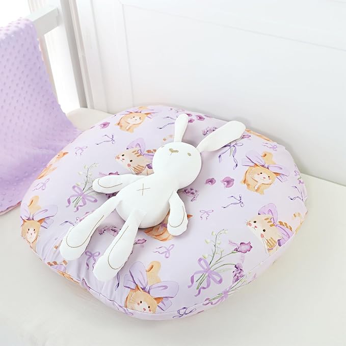 Newborn Lounger Cover Baby Girls Boys, Ultra Soft Comfortable Flower Infant Lounger Pillow Slipcover, Easy Removal and Machine Washable, 1 Cover Only (Cute Cat)