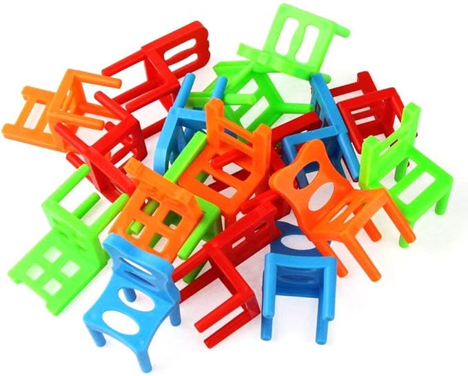 Jenilily Stacking Chairs Game Family Board Balancing Toys Games for Kids (18 Chairs Toys Set)