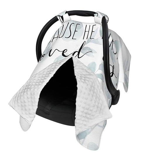 Bible Verse - 1 John 4 19 Breathable Baby Car Seat Cover & Nursing Cover - Multi-Use Stretch Fabric for Breastfeeding, Stroller Sunshade, Shopping Cart Cover