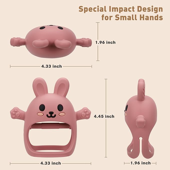 Easter 2 Pack Baby Teething Toys for 3-6 6-12 Months, Soft Silicone BPA Free Bunny Teething Mitten, Easter Basket Stuffers Chew Teether Toys 0-3 6 9 12 Months for Babies Sucking Needs