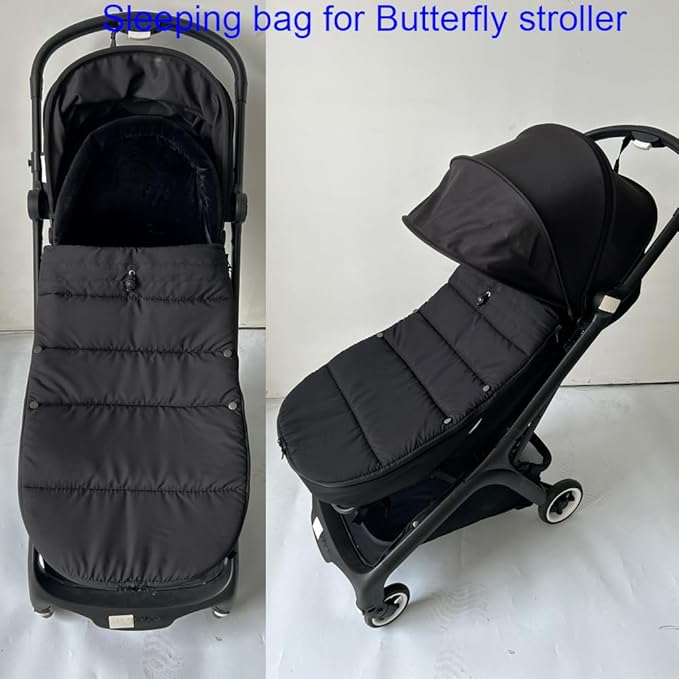 Stroller accessories winter footmuff compatible with Bugaboo Butterfly stroller, warm Socks for Bugaboo Bee stroller, rainproof fabric (Black)