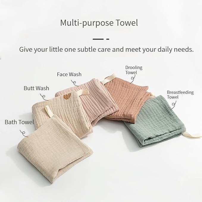 Cotton Baby Towel, Small Square Towel, Feeding Towel, Bath Towel, face Towel, Buttock Towel, Suitable for All Seasons.