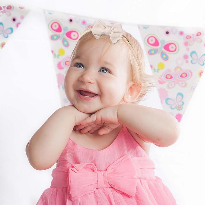 6pcs Baby Girl Hairbands, Soft Nylon Headbands with Knot Baby Bows, Stretchy Hair Accessories for Newborn Infant Toddlers Kids(Multicoloured)
