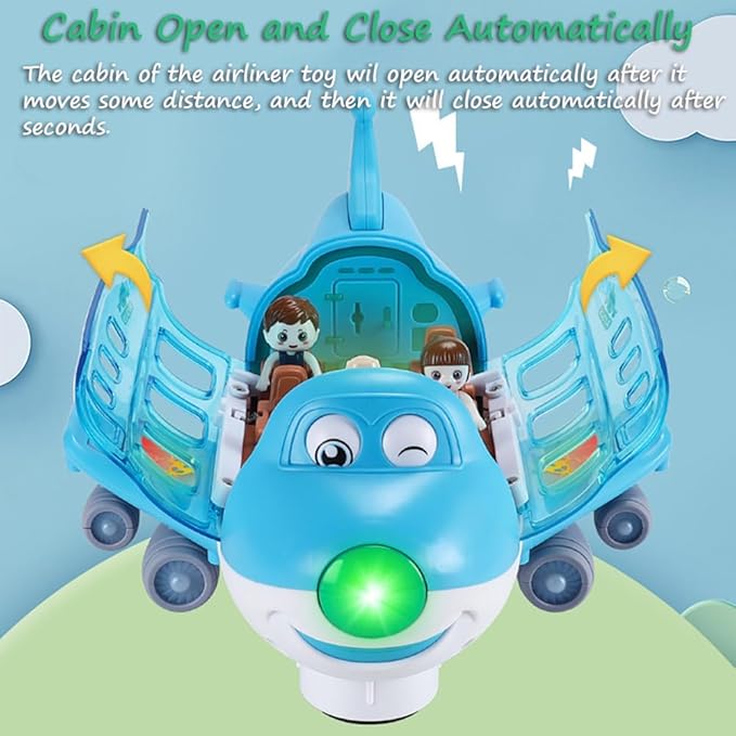 Miracland Airliner Musical Model, 360 Rotating Passenger Jet with Lights & Music, Universal Wheels, 1 Air Hostess & 2 Passingengers (Pink)