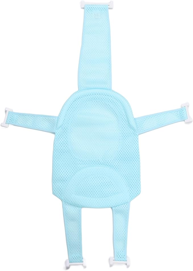 Baby Bath Seat Support Non Slip Universal Detachable Net Bathtub Sling Shower Mesh (Light Blue)