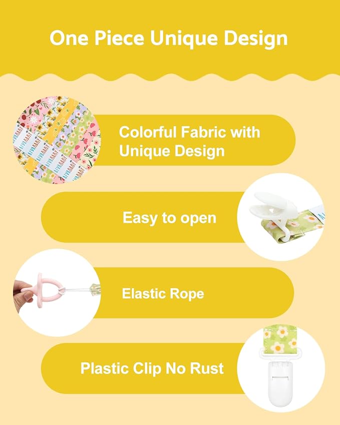 ALVABABY Pacifier Clips 8 Pack Binky Paci Clip Holder Leashes 8DP21A