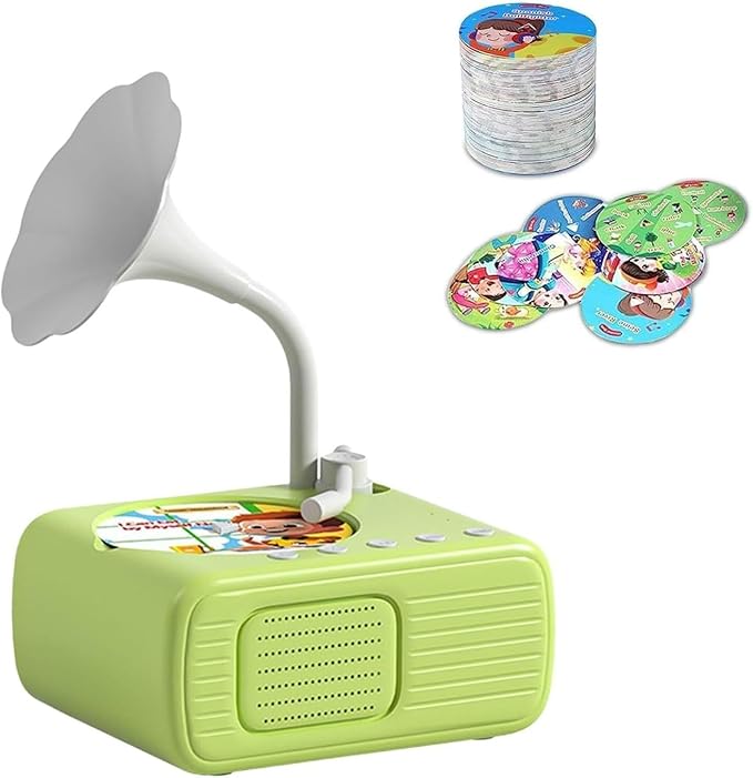 2026 New Kids Phonograph with 99 Cards – Toddler Record Player, Kids Storytelling Machine, Music Player for 3+ Years Old, Educational Phonograph for Boys and Girls (Green)