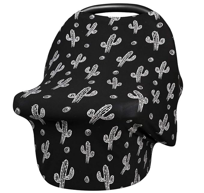 Nursing Cover for Baby Breastfeeding - Car Seat Canopy,Shopping Cart, High Chair, Stroller - All-in-1 Soft Breathable Stretchy 95% Cotton Infinity Nursing Cover Up for Girls, Boys (Cactus)