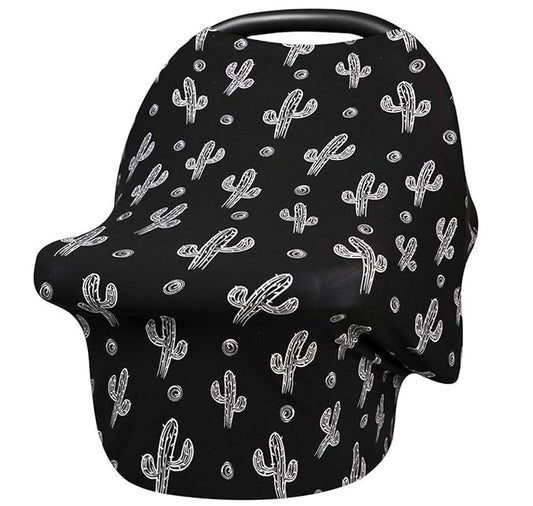 Nursing Cover for Baby Breastfeeding - Car Seat Canopy,Shopping Cart, High Chair, Stroller - All-in-1 Soft Breathable Stretchy 95% Cotton Infinity Nursing Cover Up for Girls, Boys (Cactus)