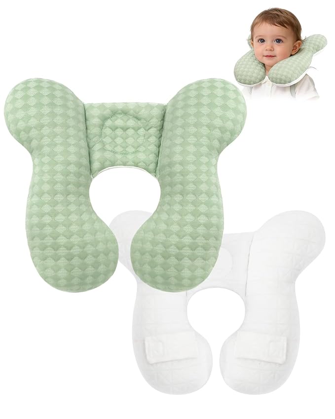 KAKIBLIN Baby Travel Pillow, Baby Neck Pillow for Car Seat, U-Shaped Head and Neck Support for Stroller Pushchair, Soft Cooling Breathable Infant Head Pillow for Newborn Toddler