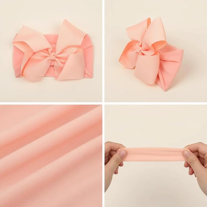 6" Baby Headband Bows, Soft Nylon Hairbands Cute Big Bow Super Elastic Headband for Baby Girls Newborn Infant Toddlers (Green 10Colors)
