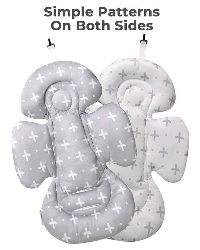 Infant Insert Compatible with 4moms Mamaroo Swing and Infant Carseat, Including 3 Replacement Balls, Reversible Newborn Insert for Baby Swing, Stroller, Bouncer, Soft Fabric - Gray