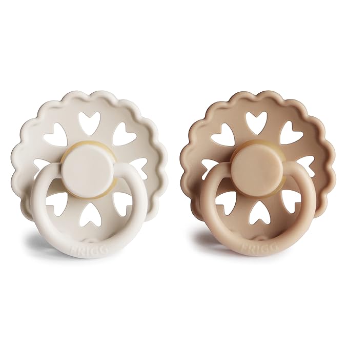 FRIGG Andersen Fairytale Natural Rubber Baby Pacifier | Made in Denmark | BPA-Free (Cream/Silky Satin, 6-18 Months)