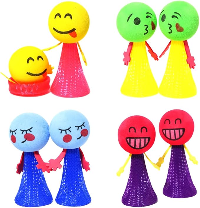 PROLOSO Jumping Popper Colorful Spring Launchers Bouncy Toy Balls 24 Pcs
