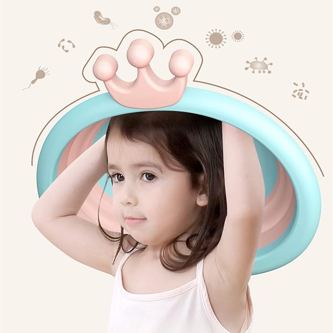 Collapsible Wash Basin for Baby, Multipurpose Portable Baby Wash Basin Washing Up Basin for Home, Kitchen, Outdoor Travelling (Pink+Blue)