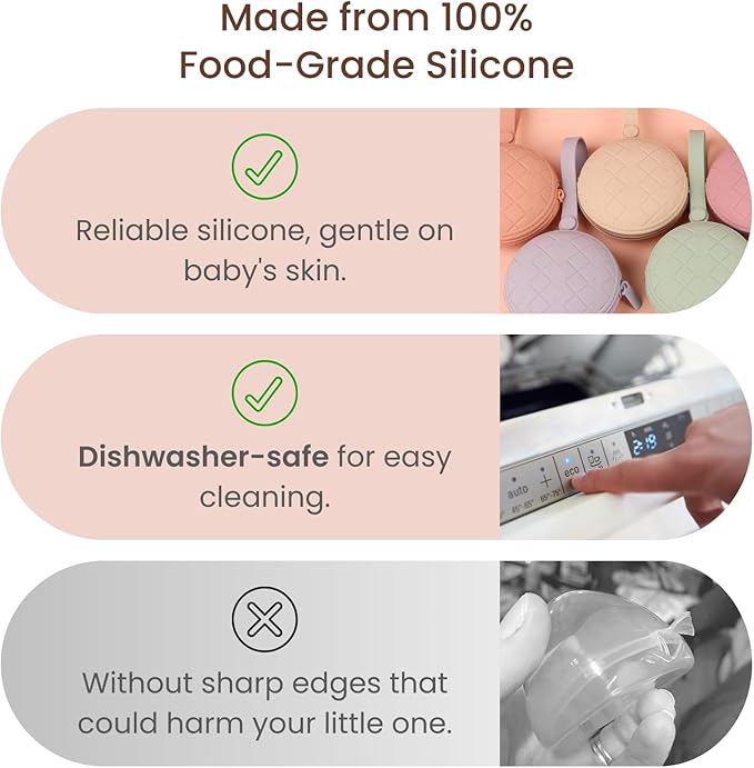 Pacifier Holder Case, Pack of 2 Baby Silicone Pacifier Holder Case, Protective Storage Container Attaches to Strollers & Diaper Bags (Color 1)