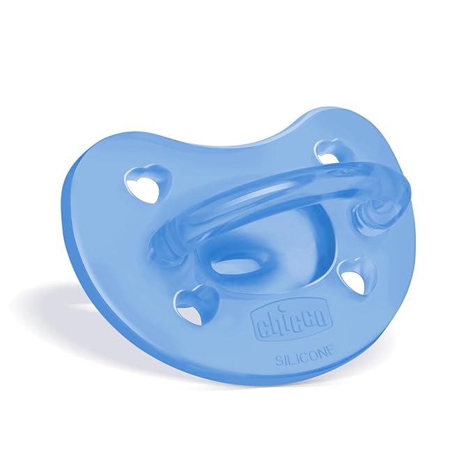 Chicco PhysioForma Orthodontic Pacifier for Babies 6-16 Months, 100% Soft Silicone, BPA Free & Breathing Support, 2-Pack with Sterilizing Case, Blue/Green