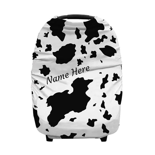 Personalized Cow Stripes Baby Car Seat Covers with Name, Custom Nursing Cover Breastfeeding for Babies, Carseat Canopy for Boys and Girls, Infant Stroller Cover, Breathable Carseats Cover