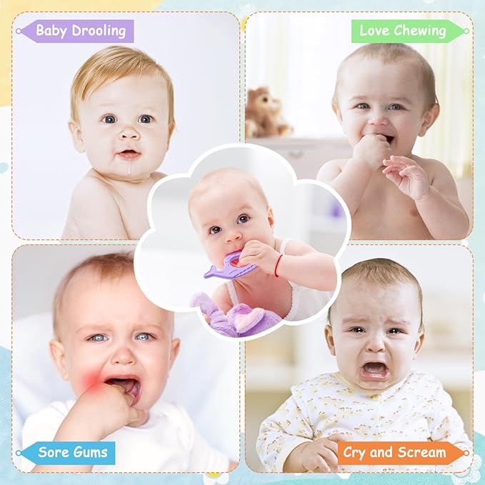 BEBOAN Silicone Baby Teething Toys, 8 Pack Cute Baby Teether Teething Ring Chew Toys Frozen Teether, BPA Free Easy to Grip Gifts for Infant Girls Boys 3 Months +