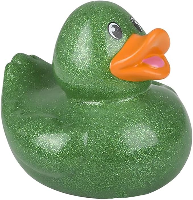 The Dreidel Company Glitter Rubber Duck Toy with Sound Assortment Duckies for Kids, Bath Birthday Gifts Baby Showers Summer Beach and Pool Activity, 6" (Single)
