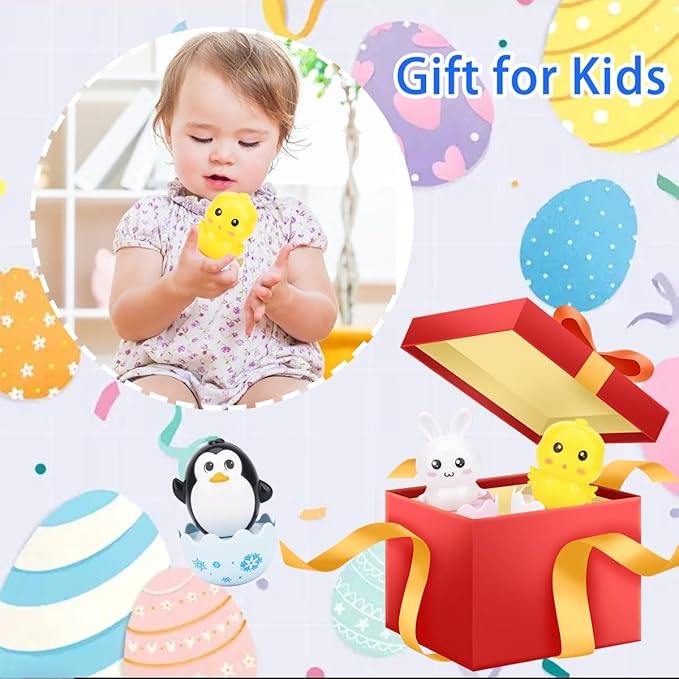 Lukax Baby Easter Egg Toys - Bunny Chick Baby Easter Basket Stuffer, Plastic Easter Egg Toys with Rattles, Toddler Easter Egg Basket Toys for Age 8 Month+